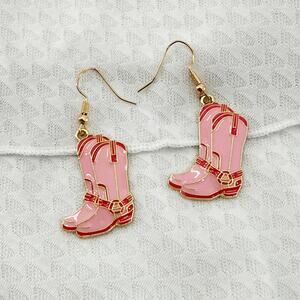 Pink Cowgirl Boot Earrings, Pink Cowboy Boots Earrings, Pink Cowgirl Boots